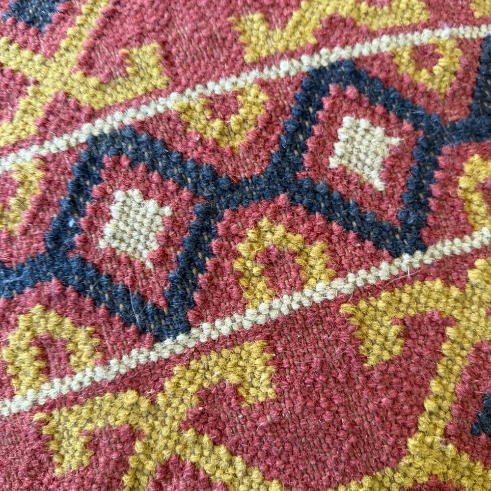 Handmade Wool Pillow Cover 16x16‎ Geometric Tribal Boho Red Yellow Black